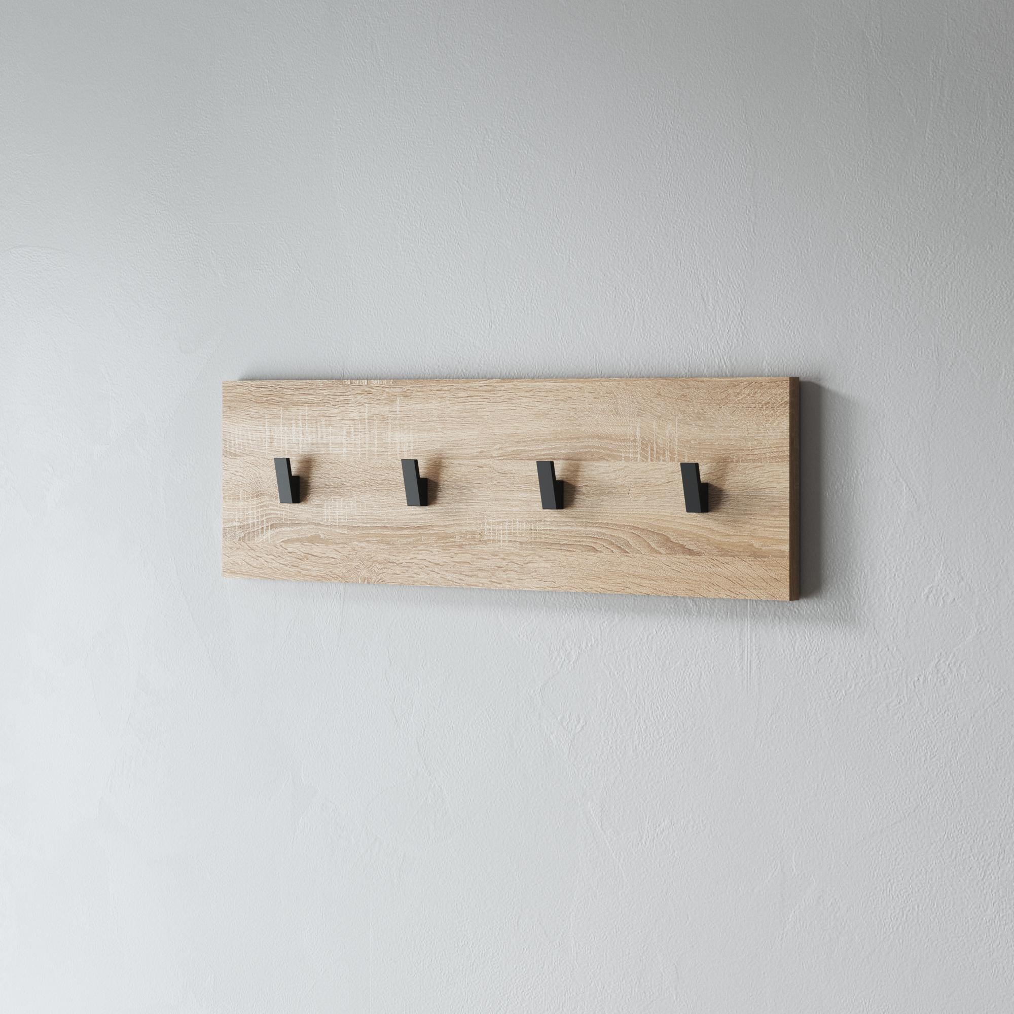 Вешалка настенная на 4 крючка в прихожую 800x220x30 мм Дуб сонома (hm-47-sn)