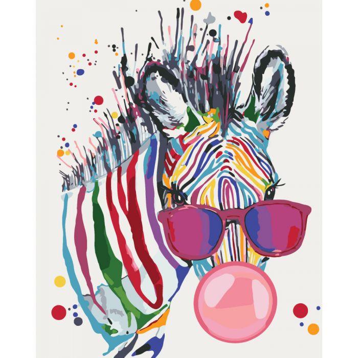 Картина мо номерам Идейка Яркая зебра 40х50 см