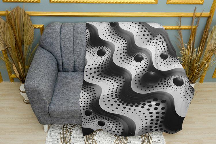 Плед Чорні хвилі з плямами плюш одношаровий 135х150 см (114298)