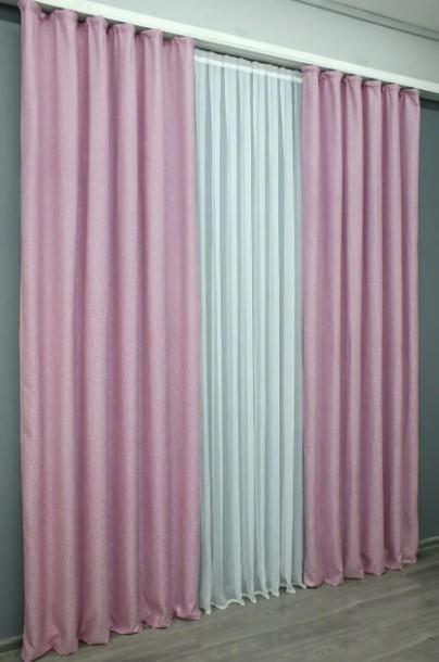 Ткань для штор лен Розовый (1344ш) - фото 5