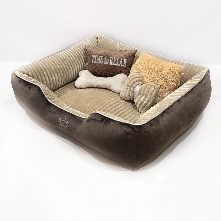 Лежанка для собак Amore mio Cane Брідж до 16 кг 80х70х23 см Brown (DB-0136) - фото 4