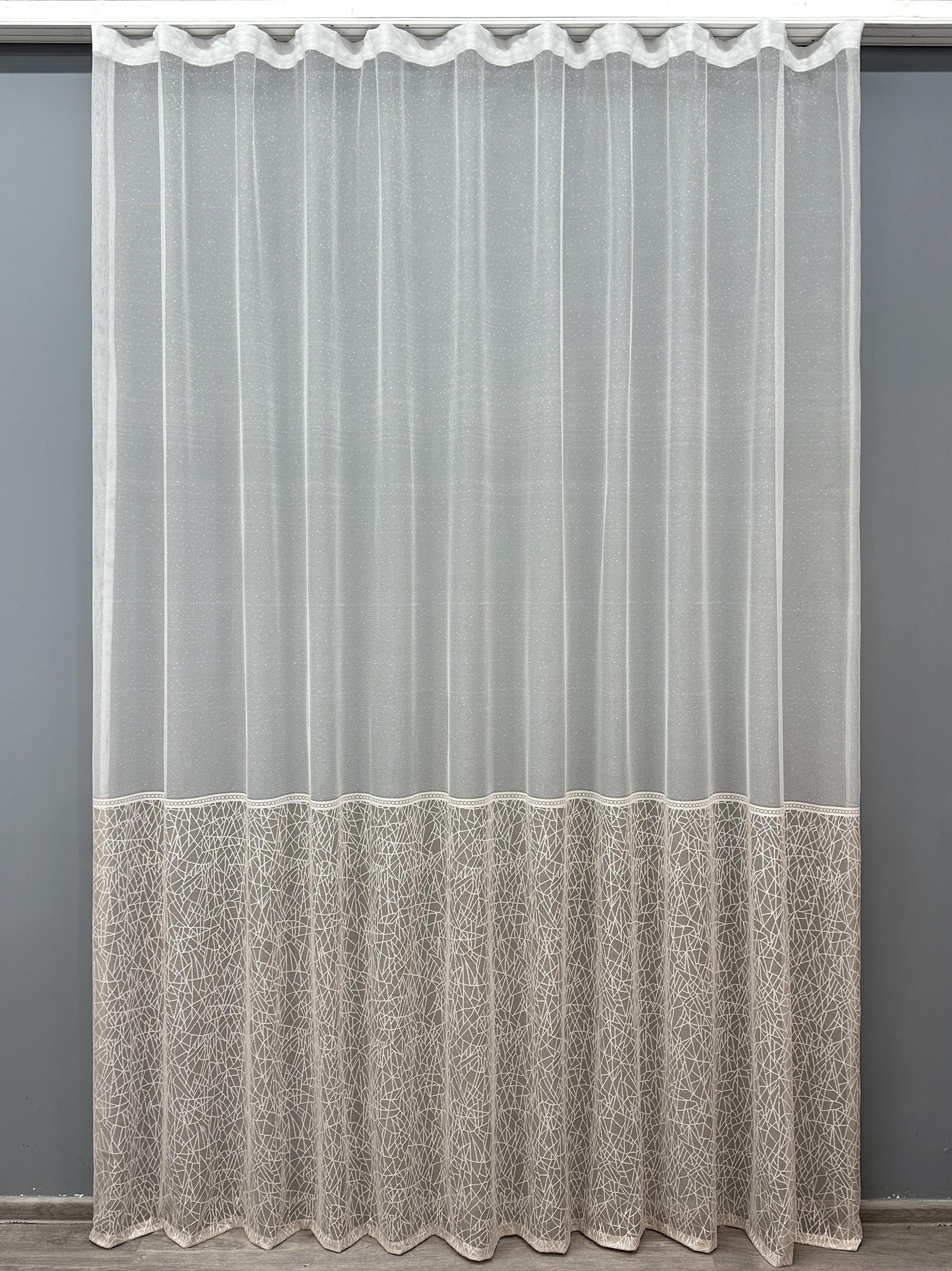 Тюль VR-Textil 1673т жакард 300х270 см Білий/Пудровий (42-0687)