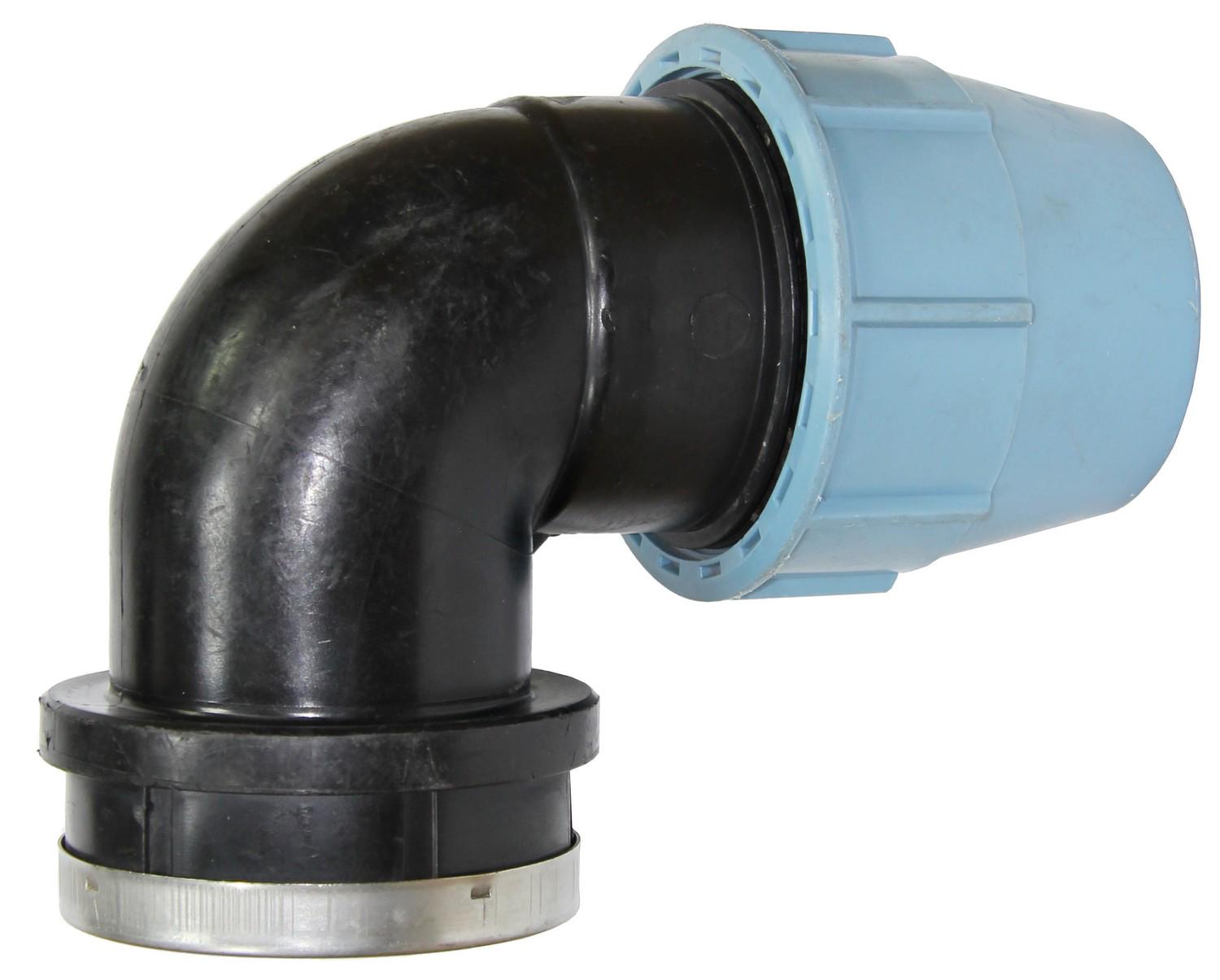 Колено зажимное Unidelta 90° для полиэтиленовых труб КНР d 75 мм с внутренней резьбой 3" (UN3532)