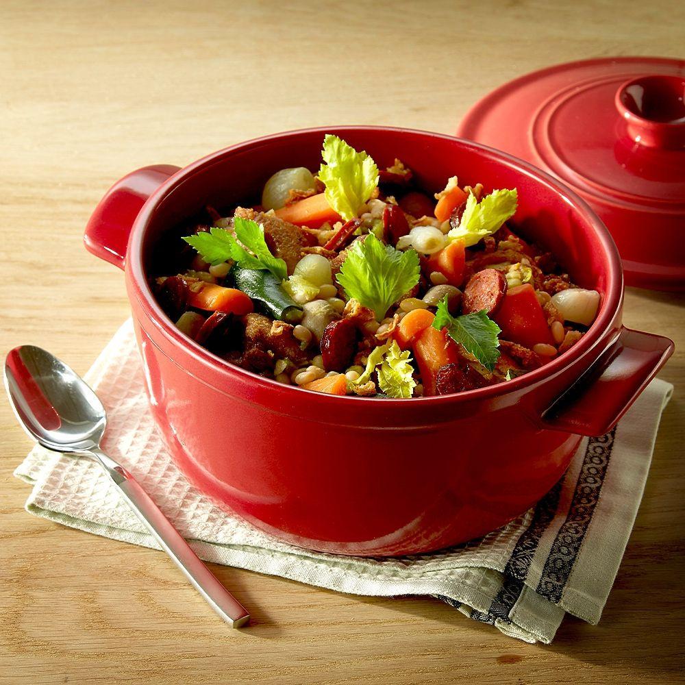 Кастрюля с крышкой керамическая Emile Henry Cookware 5,3 л Красный (344553) - фото 4