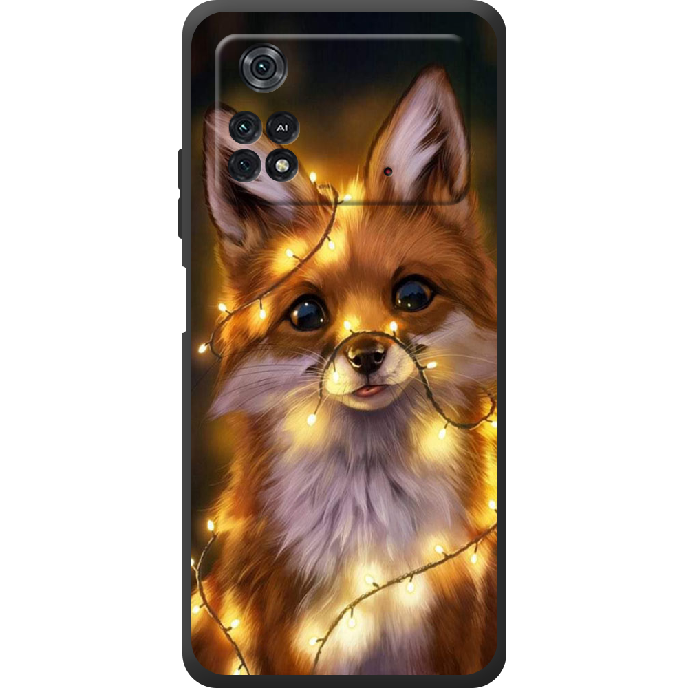 Чохол BoxFace Poco M4 Pro 4G Різдвяна Лисичка Чорний силікон (44475-up2399-44485)