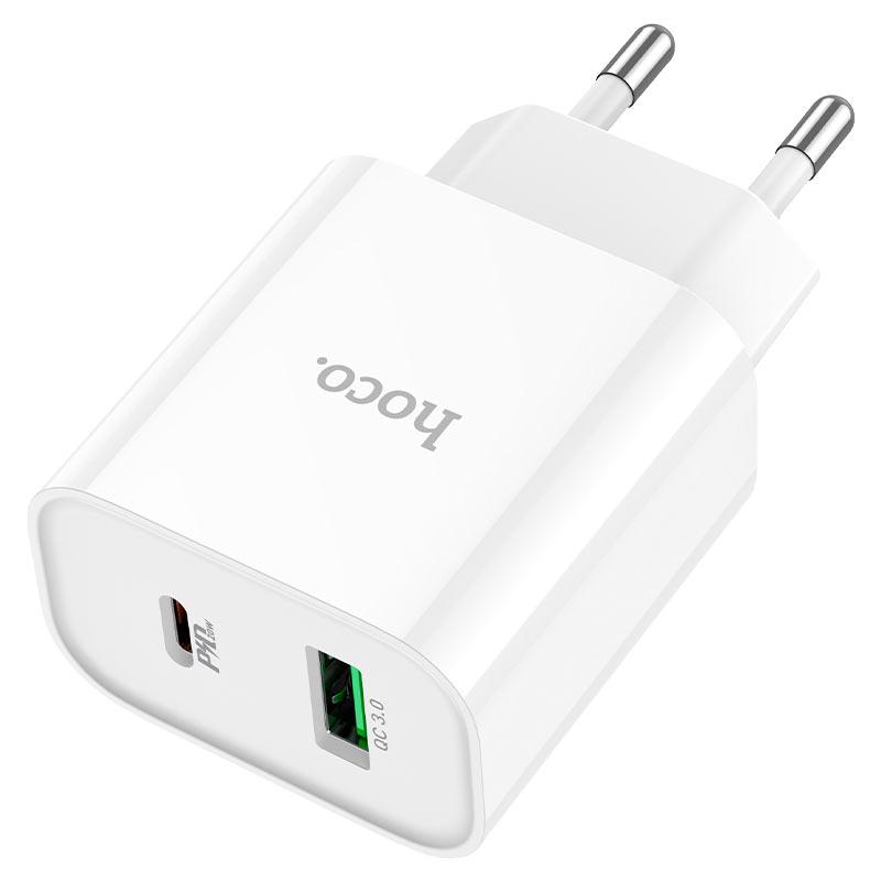 Сетевое зарядное устройство Hoco C80A Rapido USB+Type-C PD 20W QC3.0 Белый