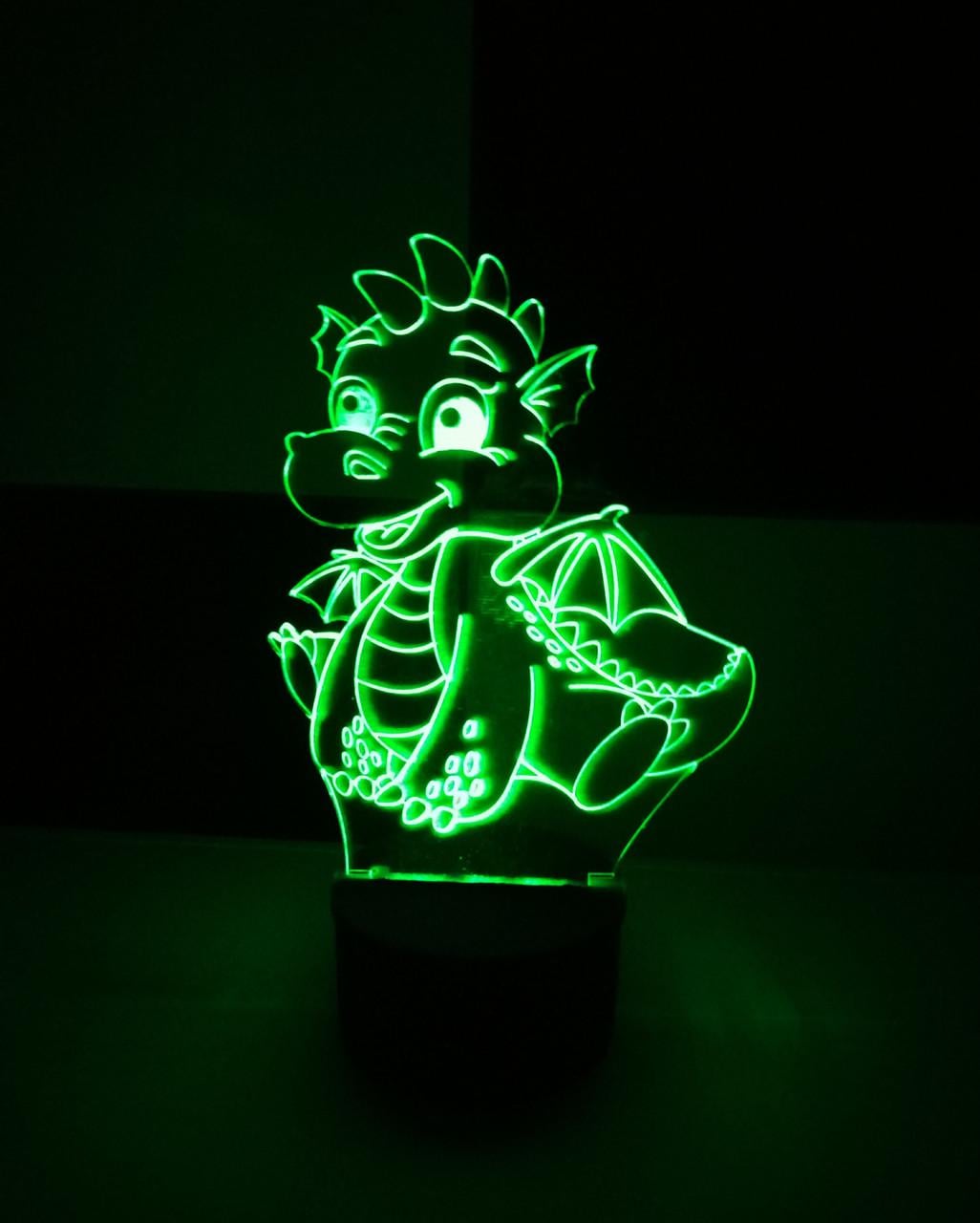 3D-ночник Дракоша несколько подсветок/на батарейках/220V (1063909974)