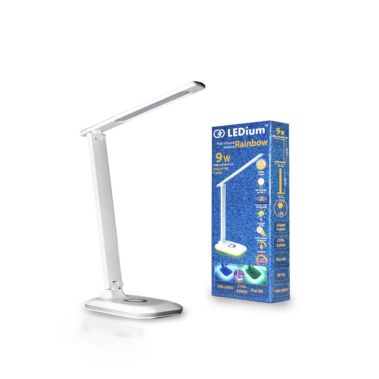 Настільна лампа LEDium Rainbow LED з RGB нічником Білий (15199)