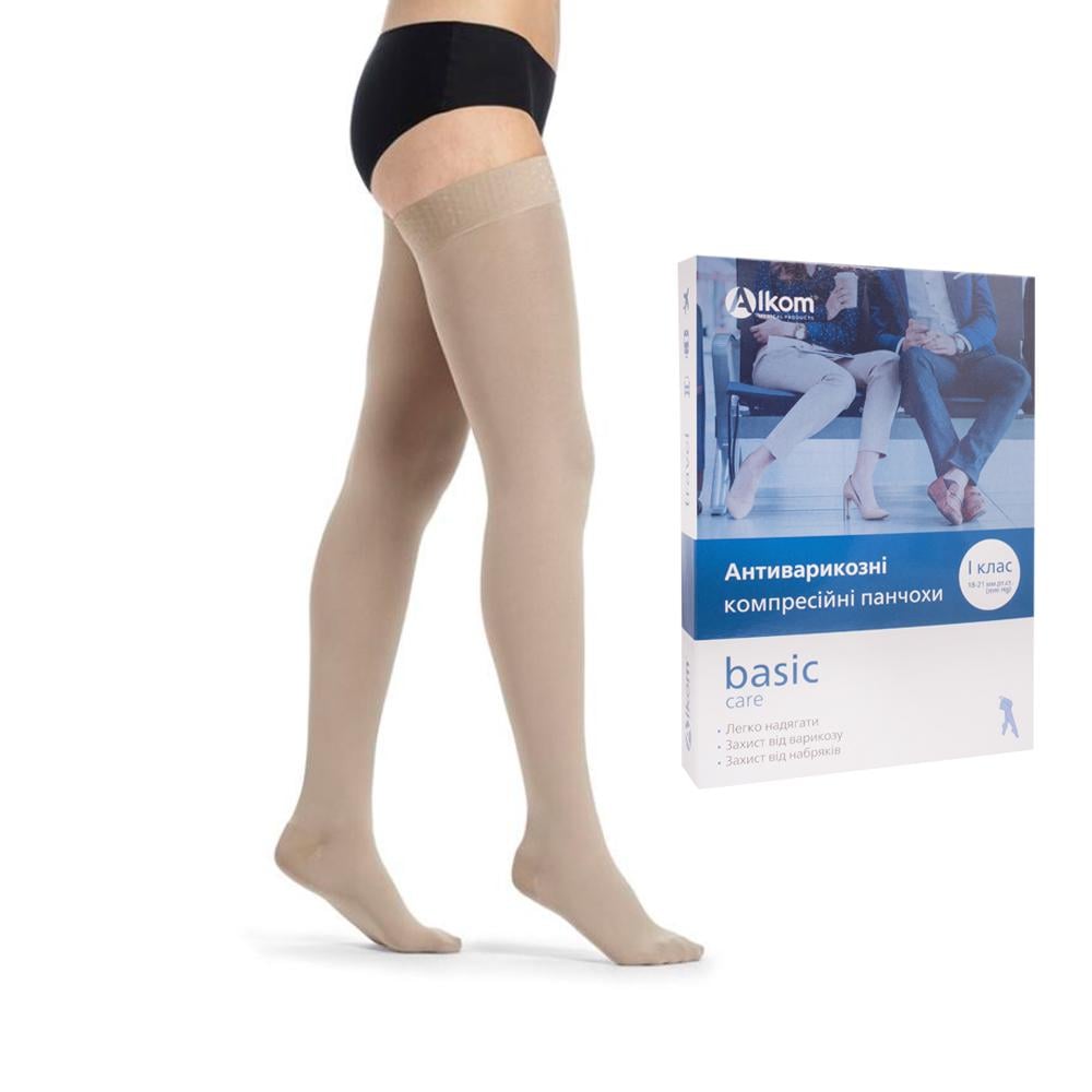 Чулки компрессионные Алком 00211-2 1 класс 18-21 мм рт.ст. закрытый носок бежевый (31163557)
