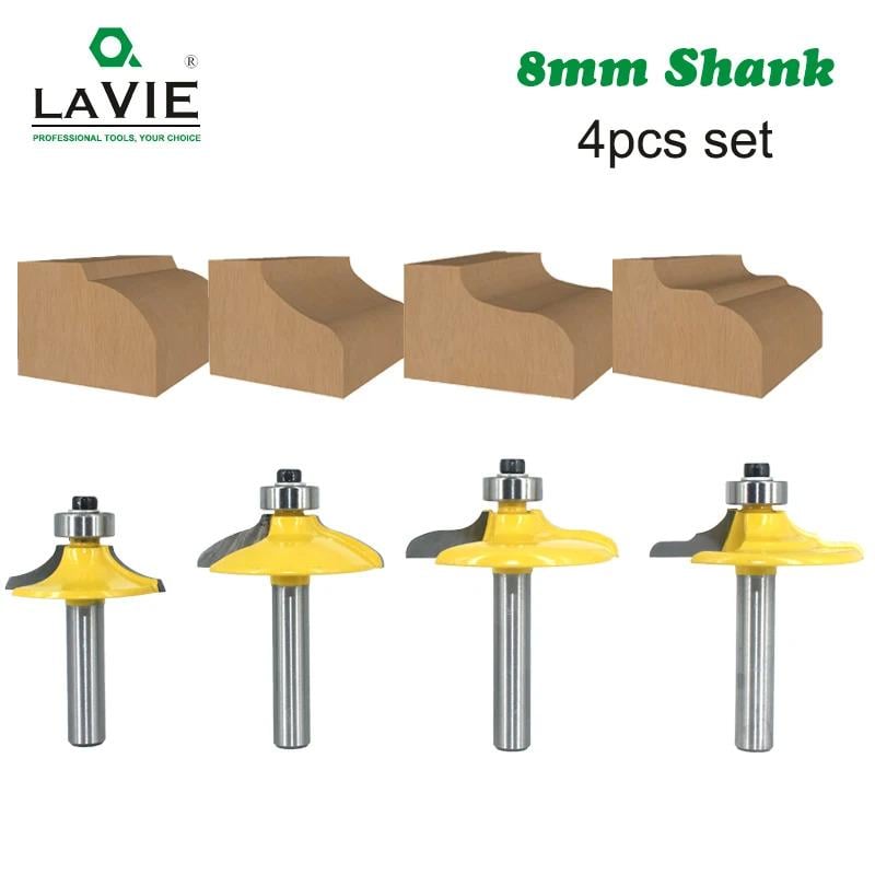 Набор фрез по кромочному дереву с подшипником хвостовик 8 мм 4 шт. (F555) - фото 2