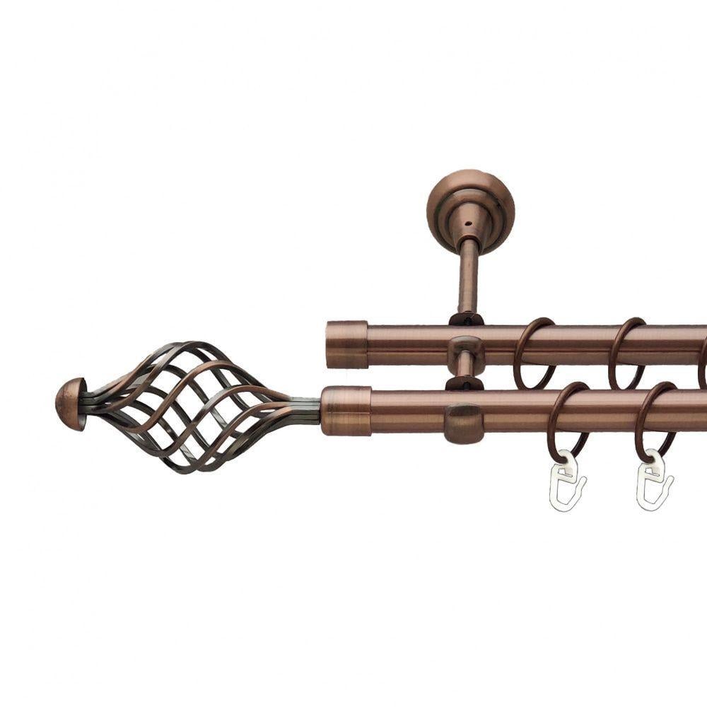 Карниз для штор Orvit Арезо двухрядный гладкий 19/19 мм 240 см Античная медь (00-00012050)