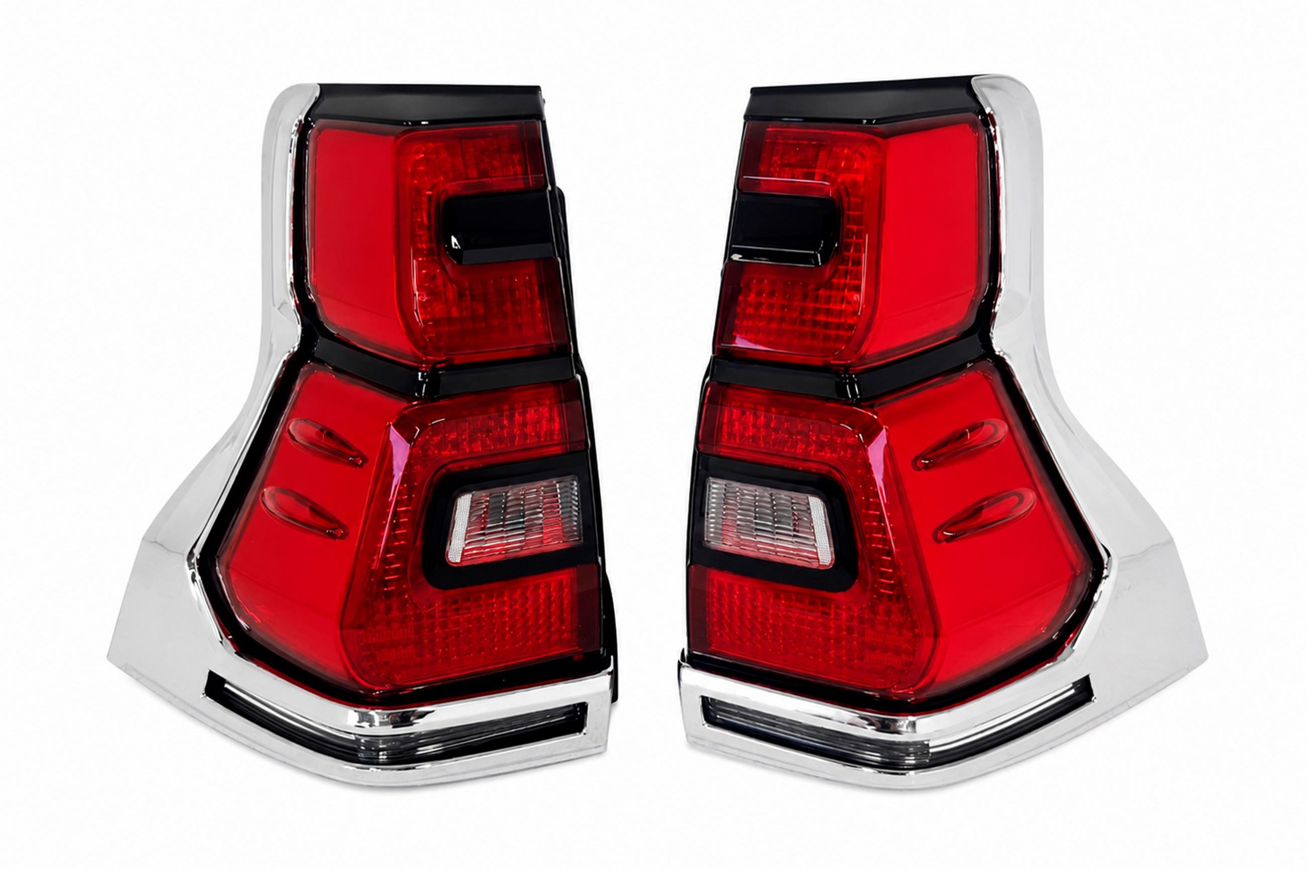 Задние фонари 1234 Upgrade LED V1 2017-2023 для Toyota Land Cruiser Prado 150 2009-2023 гг. разные материалы 2 шт. Chrome (191520)