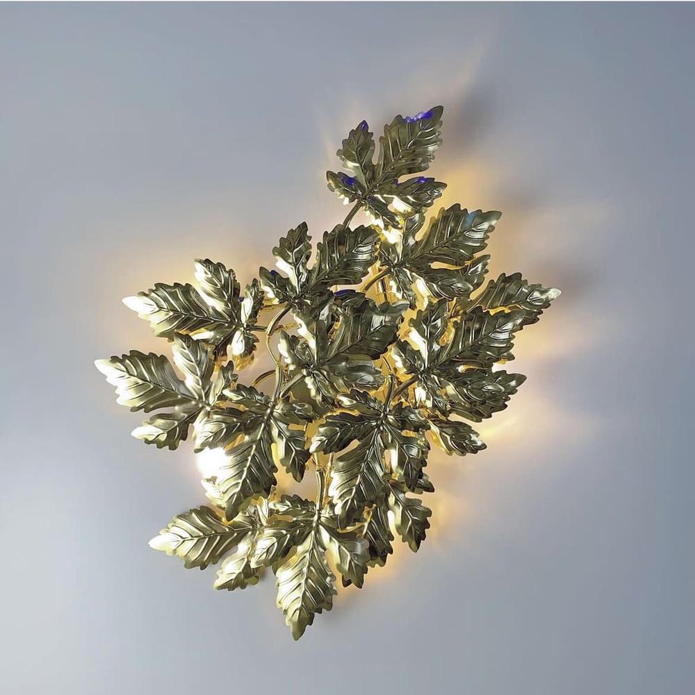 Светильник Line.F во флористических мотивах из фактурных листьев Золотой (1037_1567)