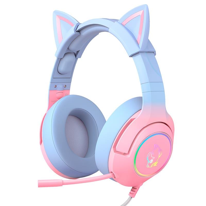 Наушники игровые ONIKUMA Gaming CAT Gradient with RGB K9 jack 3,5 мм Pink/Blue (12133615)