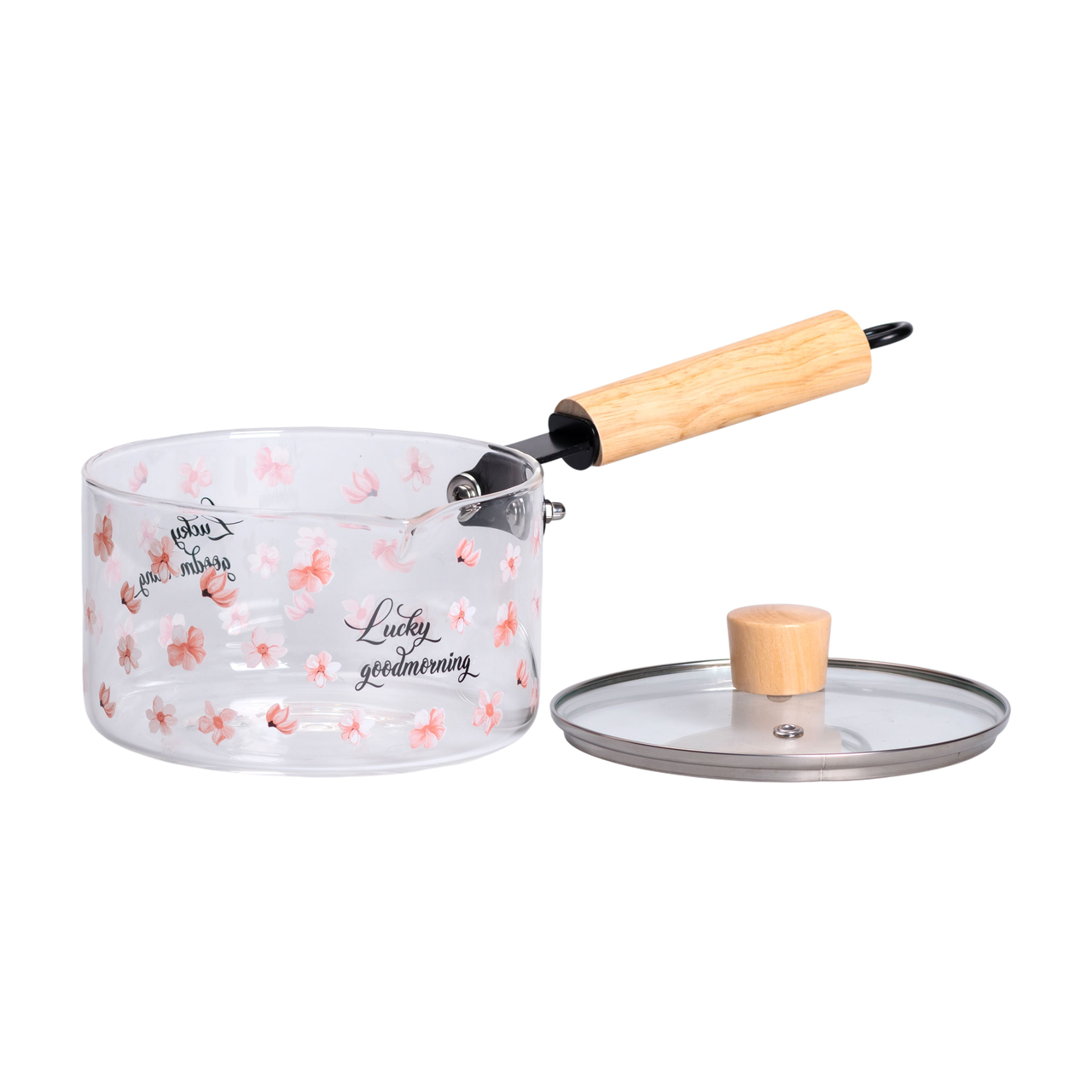 Ковш для кухни стеклянный с крышкой/ручкой и носиком 1,8 л (HP-34-19)