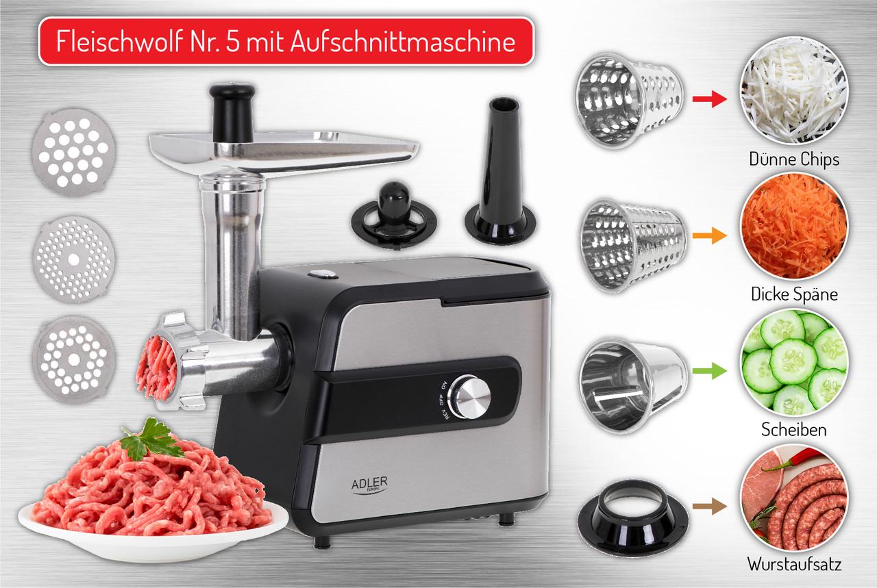 Мясорубка Adler AD 4813 с теркой 2000 Вт - фото 4 Мясорубка Adler AD 4813 с теркой 2000 Вт - фото 4