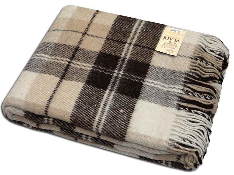 Плед шерстяной Vladi двойной 170х210 "Эльф" Коричневая клетка