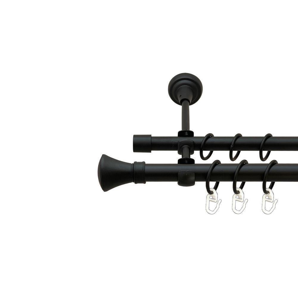 Карниз Orvit Люксор металевий дворядний відкритий гладка труба кільце металеве 19/16 мм 300 см Чорний Оксамит (00-00020948) - фото 1