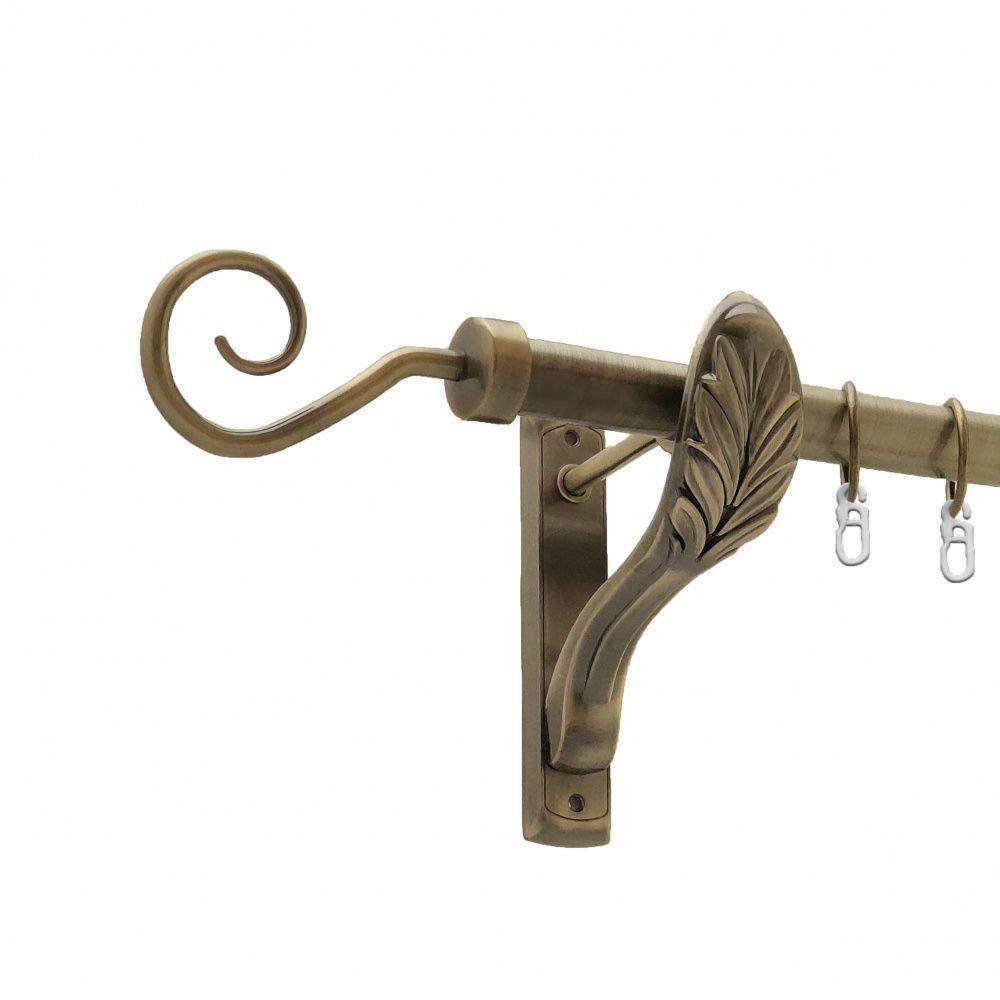 Карниз для штор Orvit Крюк однорядный гладкий 25 мм 200 см Антик (4224654)