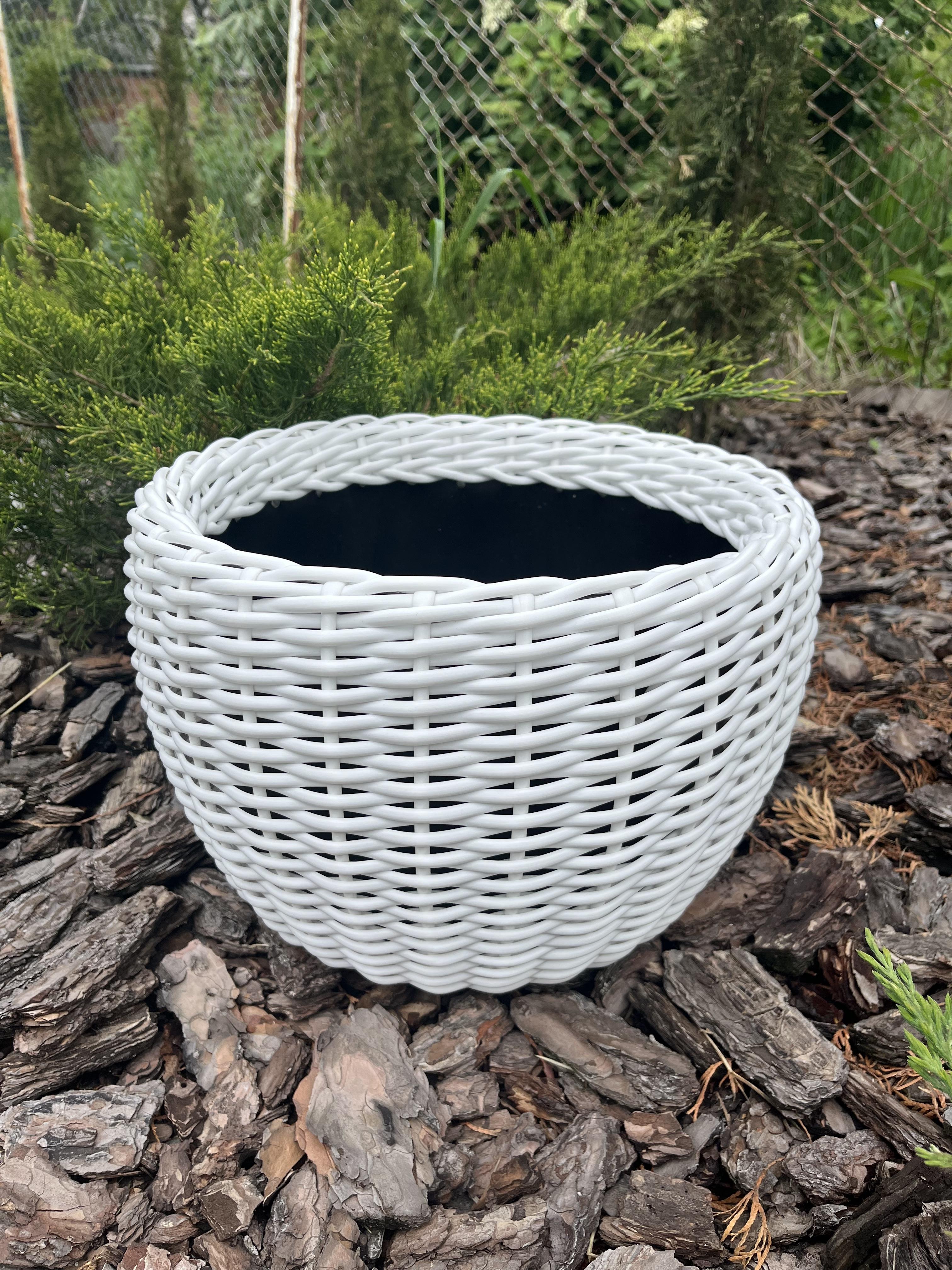 Кашпо для квітів зі штучного ротанга 16 л Білий (27922370)