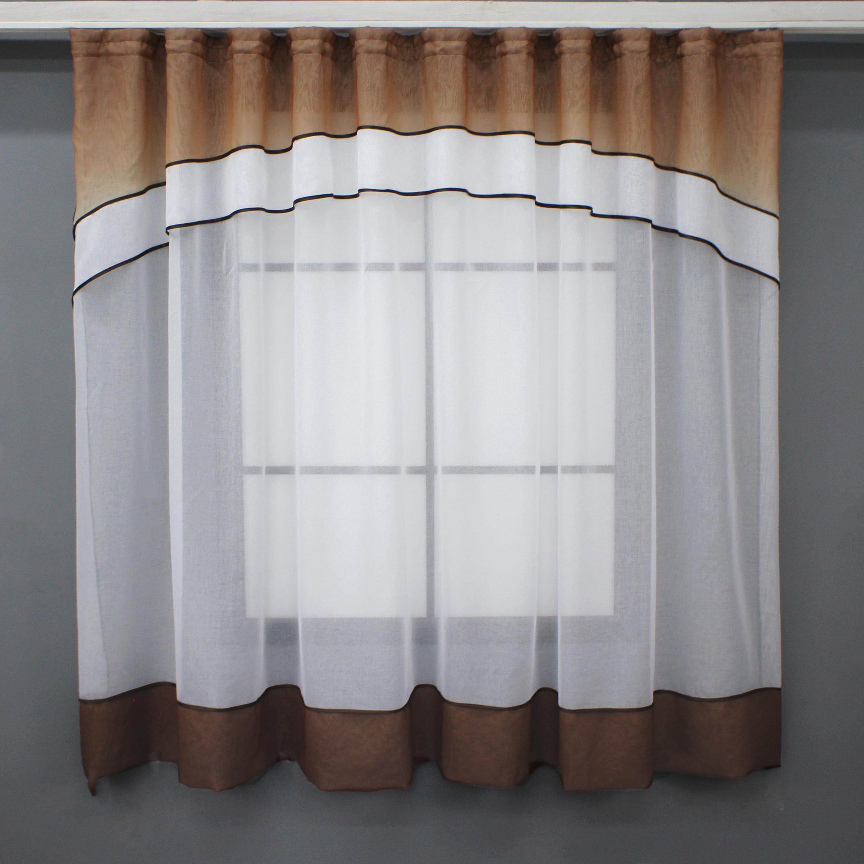 Гардина для кухни VR-Textil №110к арка 280х170 см Белый/Венге (52-1162)