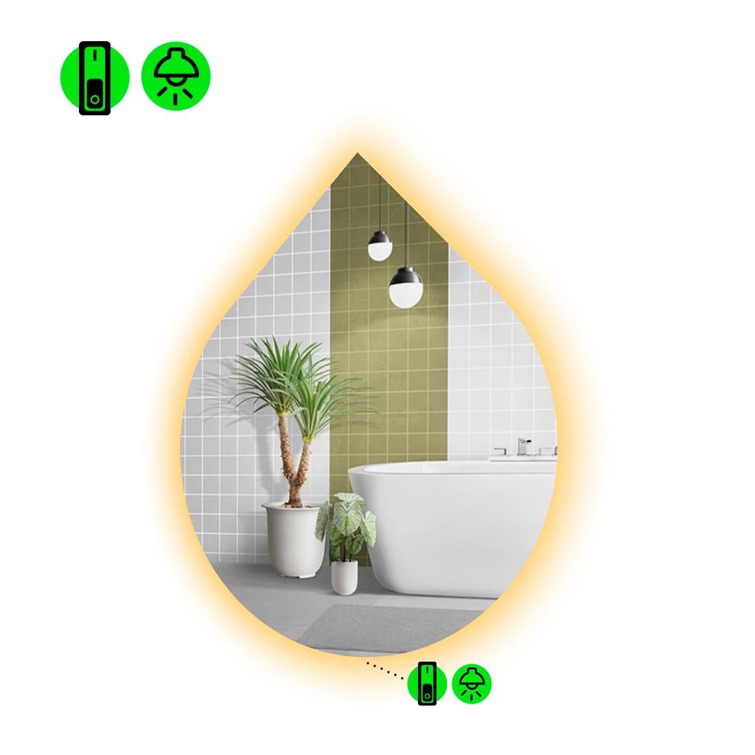 Зеркало с LED подсветкой Goccia 2 с механическим включателем 80x64 см (8737693)