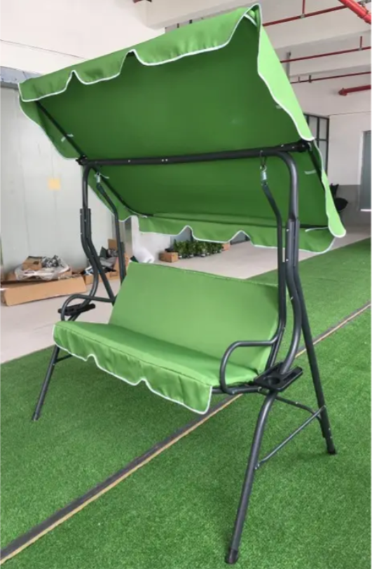 Садовая качель трехместная VOLSO VS 0742 с подстаканниками и навесом 170x110x153 см Зеленый - фото 2