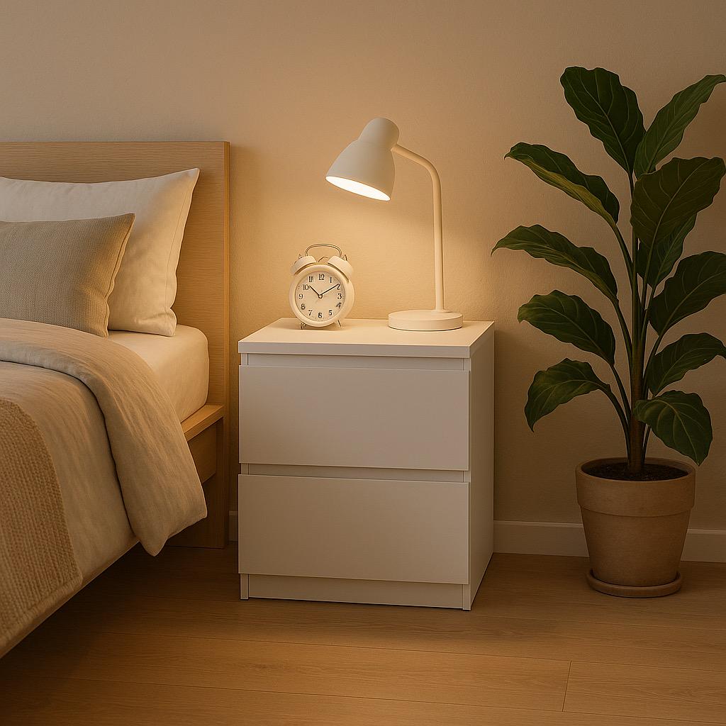 Тумба приліжкова MEBEX на 2 шухляди 40х40х54,4 см Білий (VS2B400WH) - фото 1 Тумба приліжкова MEBEX на 2 шухляди 40х40х54,4 см Білий (VS2B400WH) - фото 1