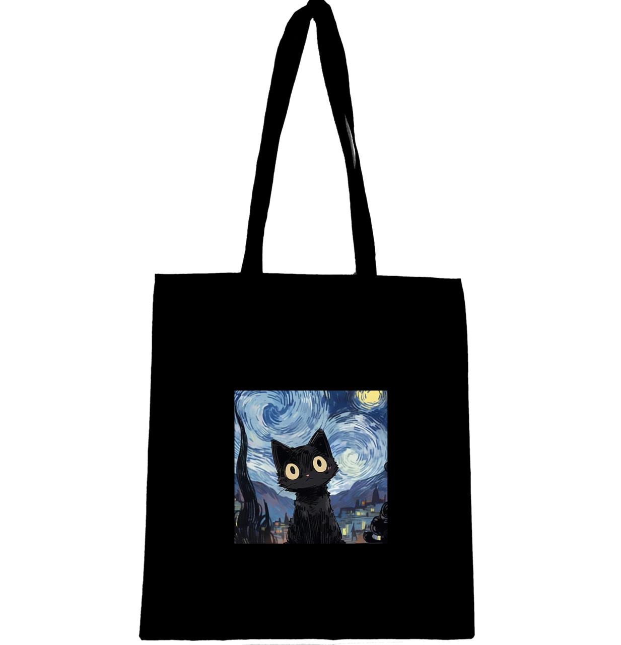 Еко-сумка з малюнком Кіт і зоряна ніч Ван Гога (795)