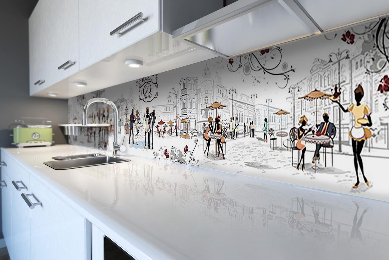 Кухонный фартук Париж/Силуэты из самоклеющейся виниловой пленки 60х250 см Белый Кухонный фартук Париж/Силуэты из самоклеющейся виниловой пленки 60х250 см Белый