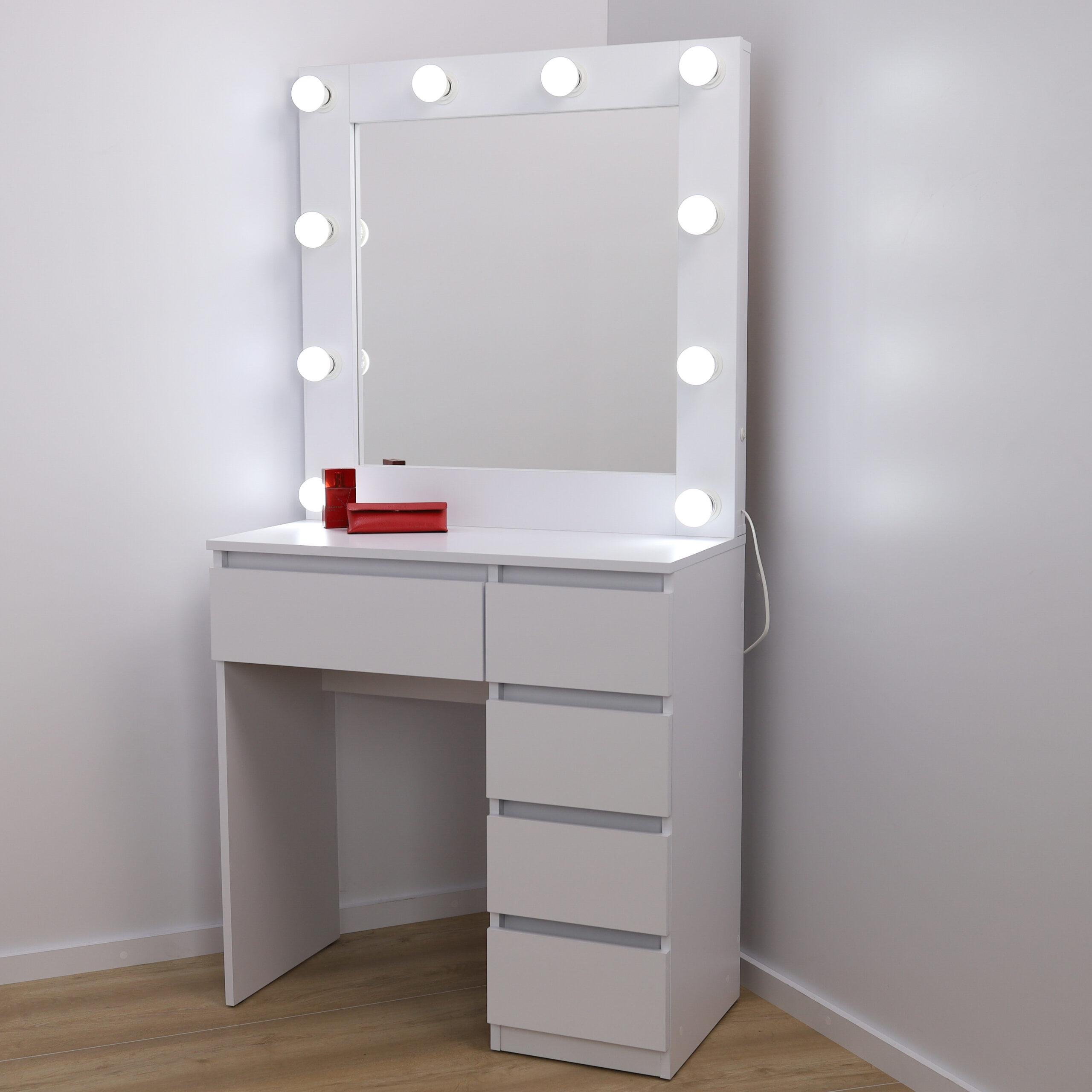 Туалетный столик с лампочками ST5P 800x400x1600 мм Белый