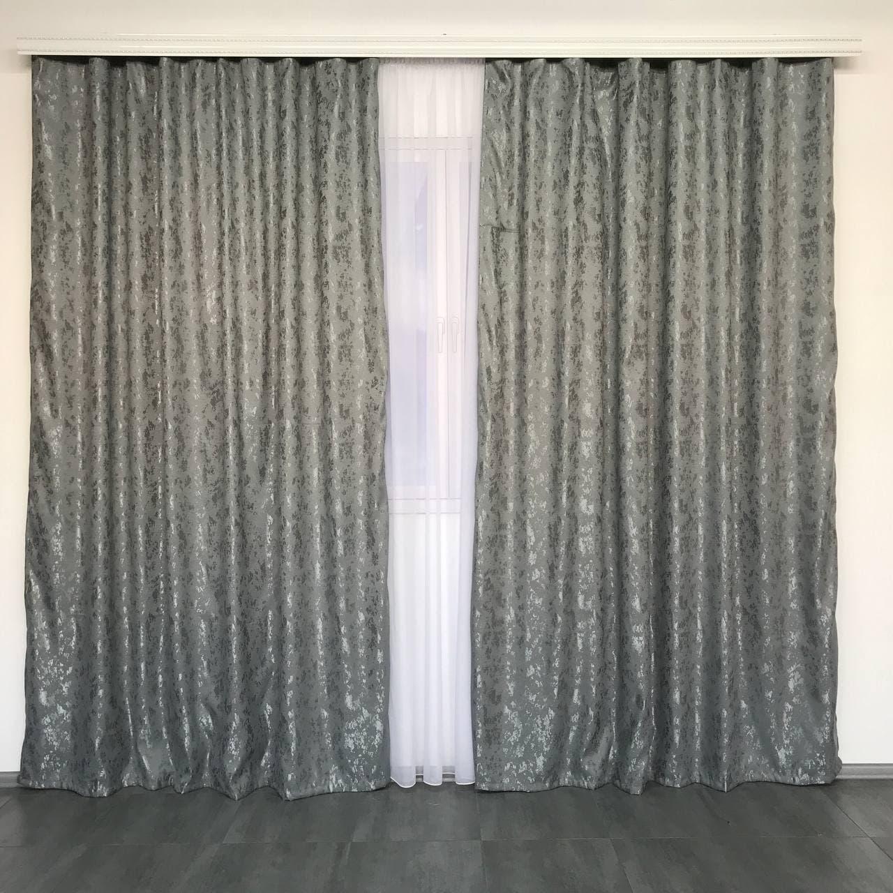 Готовые мраморные шторы ALBO 200x270 см 2 шт. Темно-серый (SH-M19-21) - фото 6