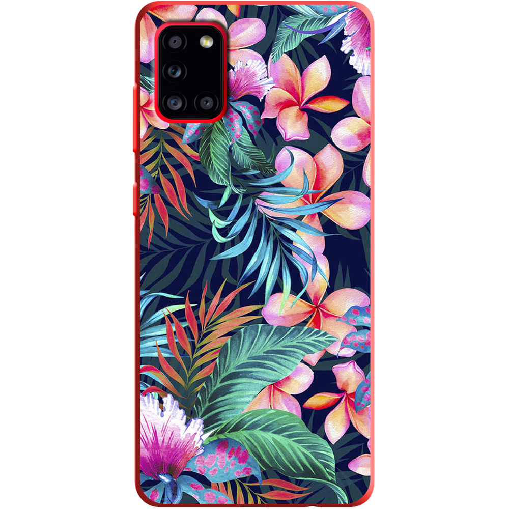 Чехол Boxface Samsung A315 Galaxy A31 flowers in the tropics Красный силикон (39470-up1971-39892)
