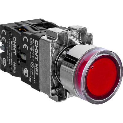 Кнопка керування CHINT NP2-BW3465 1NO+1NC 22 мм LED 230V Червоний (574366)