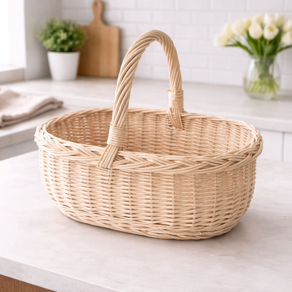 Корзина велокодная феделка из белой лозы Корзина велокодная феделка из белой лозы