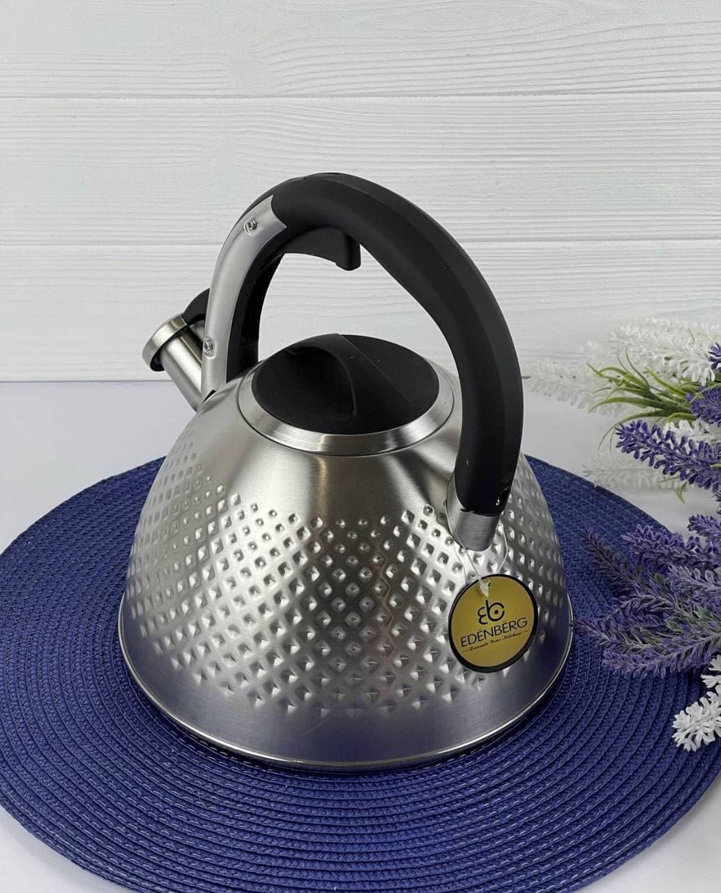 Чайник зі свистком для індукційної плити Edenberg EB-8830 з нержавіючої сталі 3 л Чорний (2530556660) - фото 2 Чайник зі свистком для індукційної плити Edenberg EB-8830 з нержавіючої сталі 3 л Чорний (2530556660) - фото 2