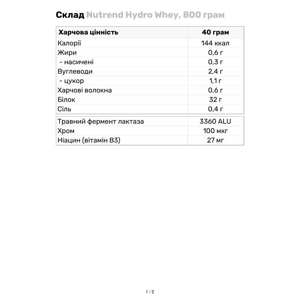 Протеин Nutrend Hydro Whey 800 г Ваниль (8337V13009) - фото 3 Протеин Nutrend Hydro Whey 800 г Ваниль (8337V13009) - фото 3