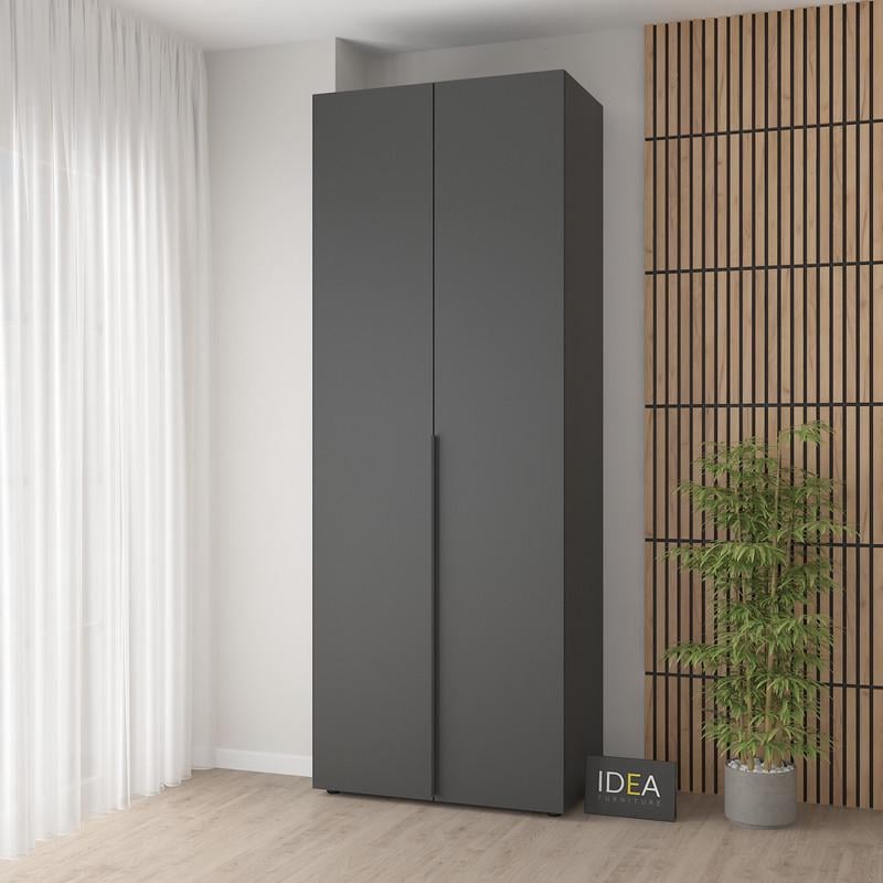Шафа для одягу Idea Д-125 з двома штангами 900x2426x500 мм Антрацит (32145232)