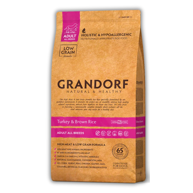 Корм сухий для собак Grandorf Індичка для дорослих собак середніх та великих порід 10 кг (94210)