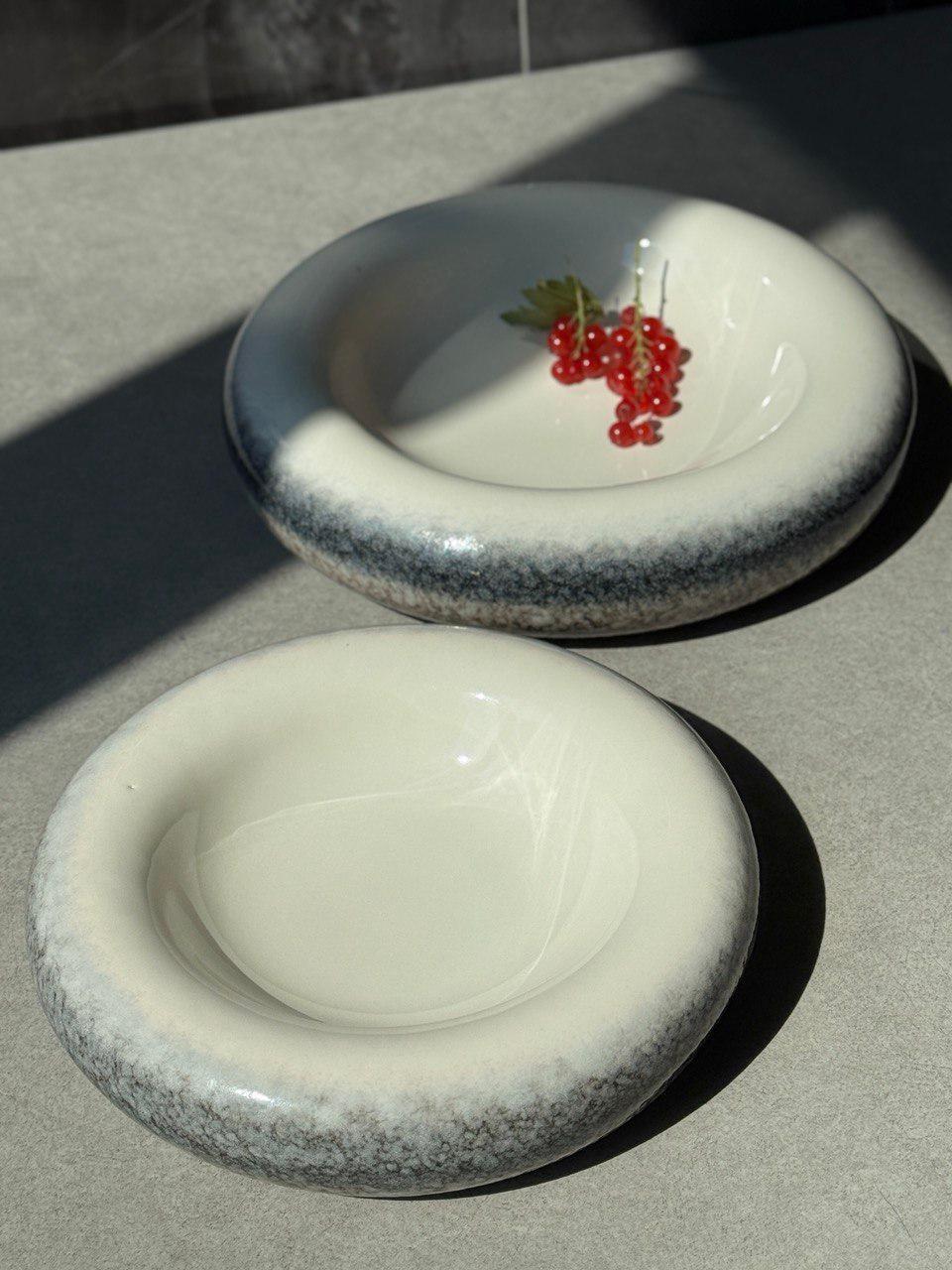 Тарілка Кам'яне коло керамічна 24 см Блакитний (OS-101-0505) - фото 2