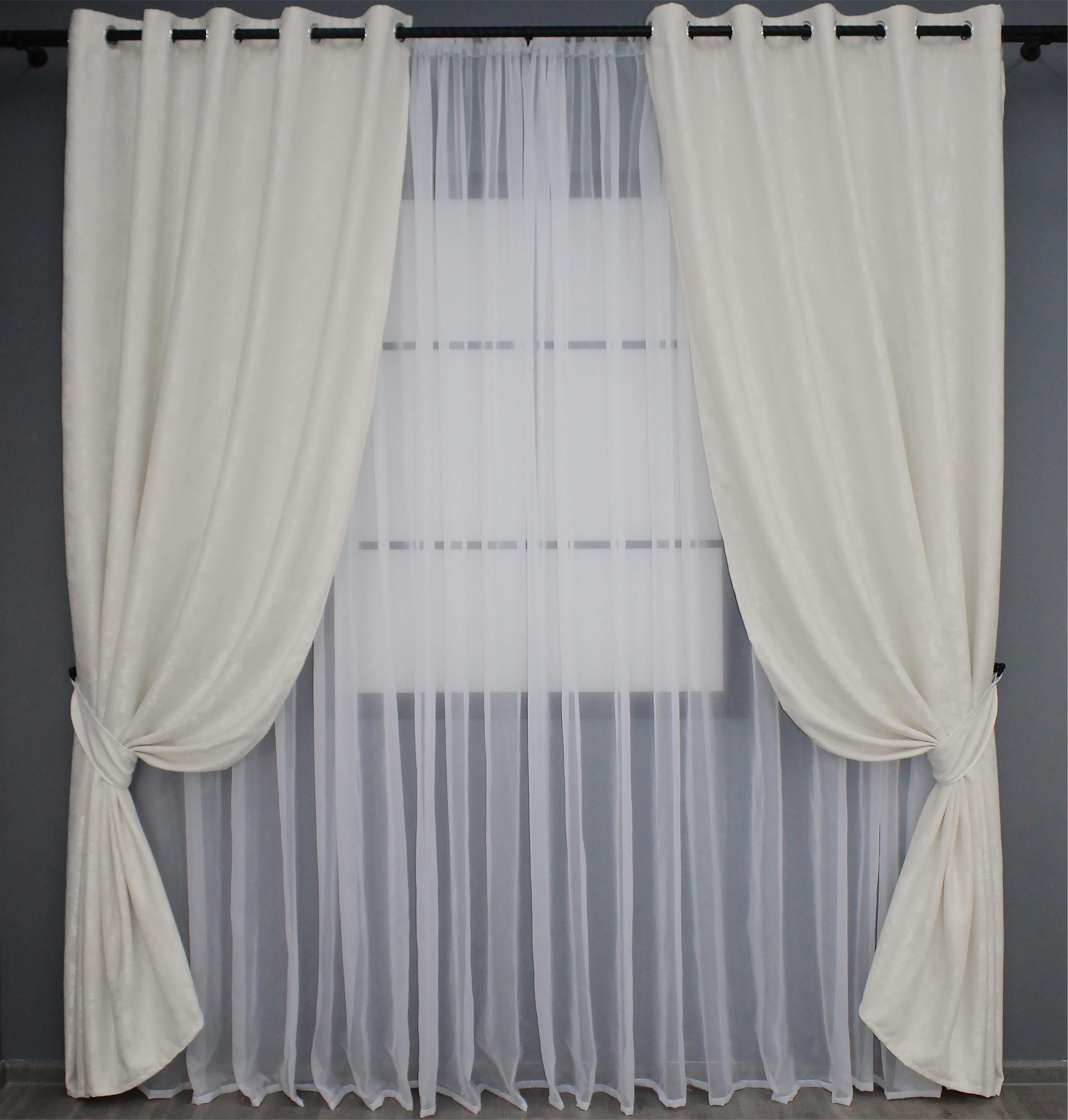 Комплект штор на люверсах VR-Textil жаккард Sultan YL № 1294ш 150х250 см 2 шт. Молочный (37-0035)