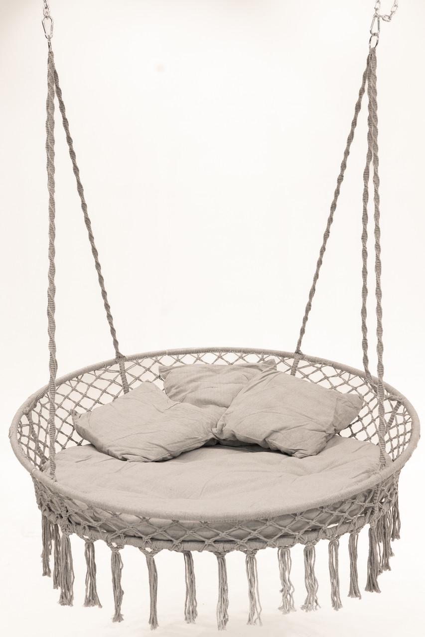 Кресло-качеля подвесное плетеное круглое WCG с мягкой подушкой 140 см Серый (QNSW11GR) - фото 1 Кресло-качеля подвесное плетеное круглое WCG с мягкой подушкой 140 см Серый (QNSW11GR) - фото 1