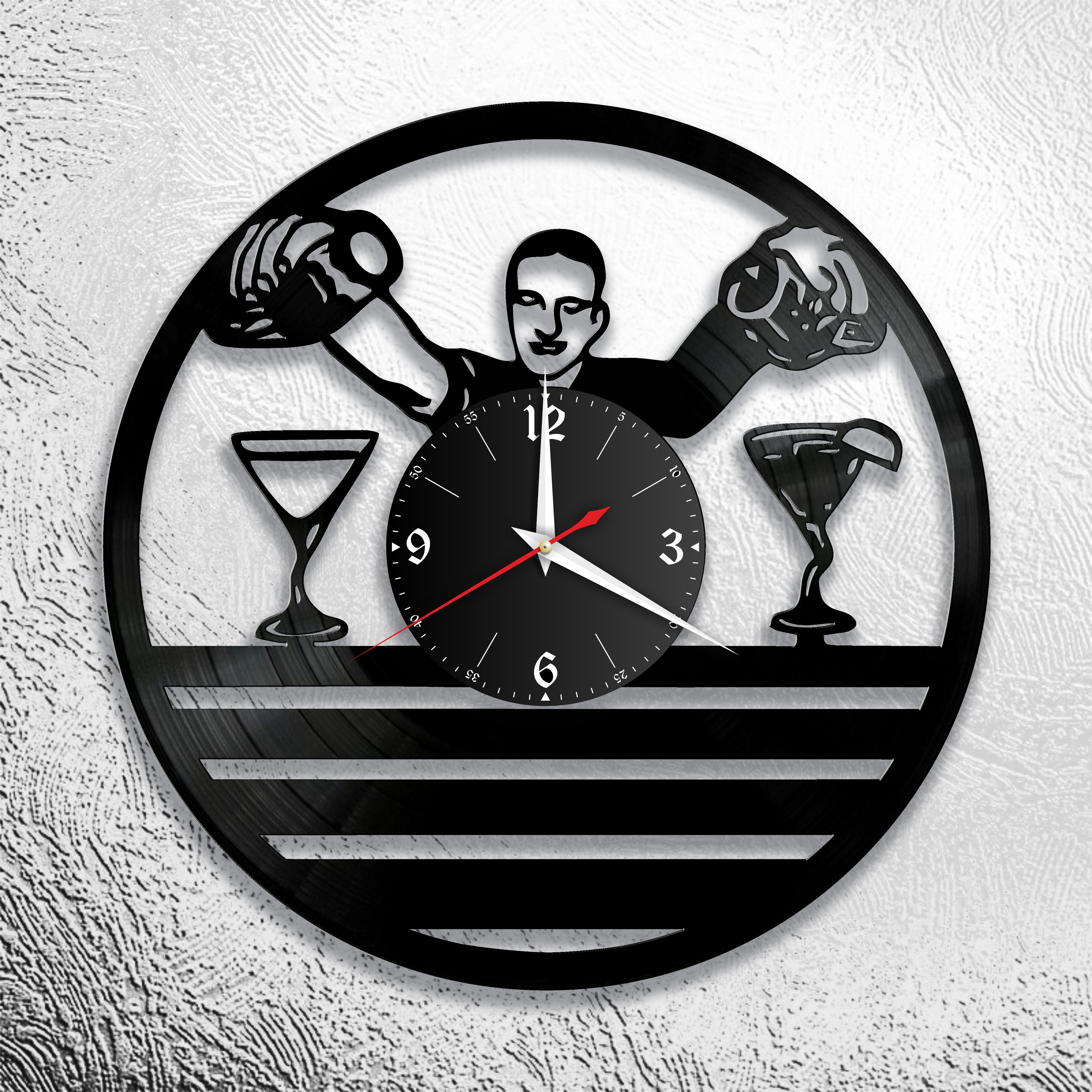 Часы настенные Бармэн 1051 из виниловой пластинки