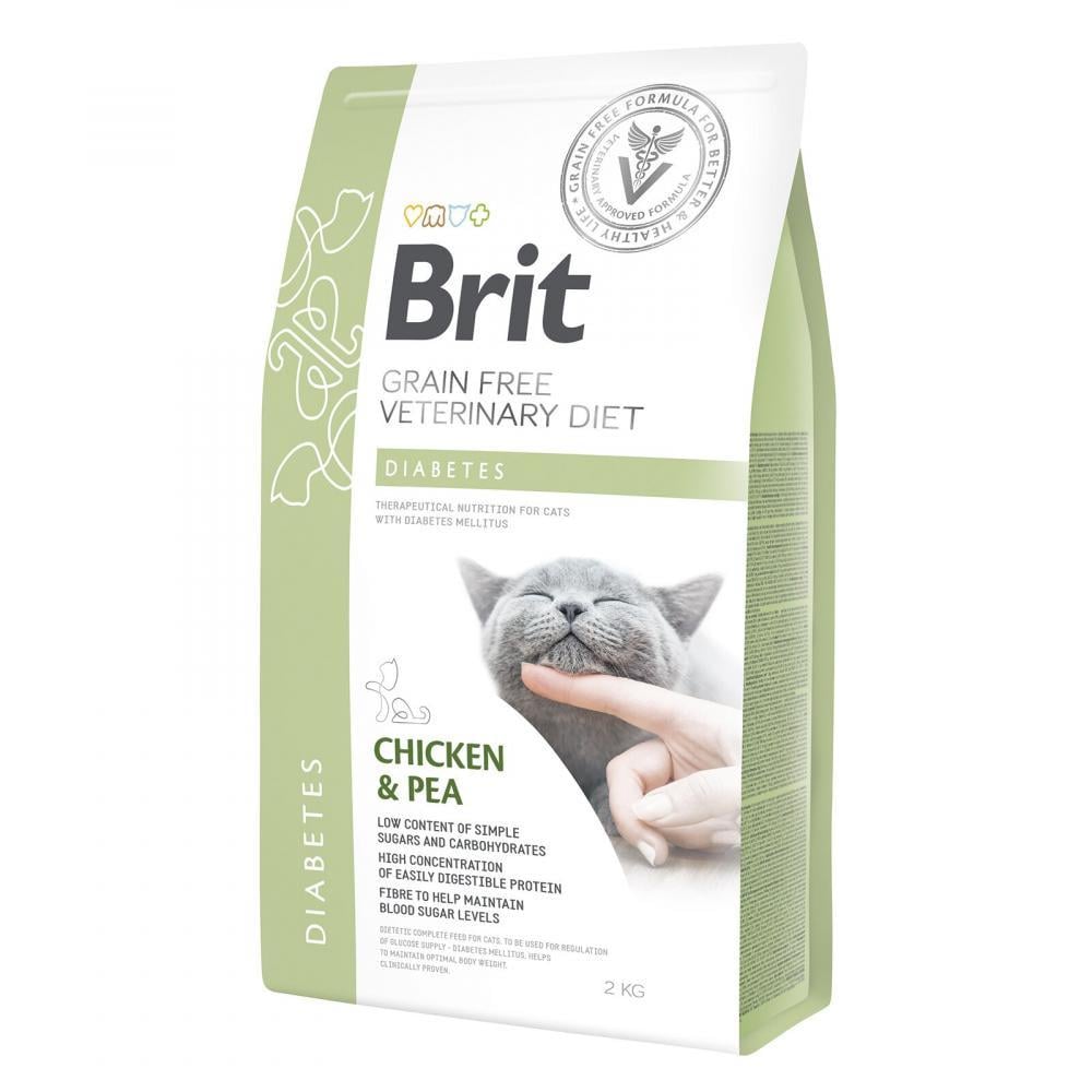 Беззерновая диета для котов Brit GF Veterinary Diets Cat Diabets при диабете Курица и горох 2 кг Беззерновая диета для котов Brit GF Veterinary Diets Cat Diabets при диабете Курица и горох 2 кг