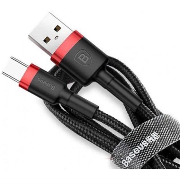 Кабель для швидкого заряджання BASEUS Cafule Cable USB для Type-C Quick Charge 3,0 3 A 1 м Black/Red (CATKLF-B91) - фото 8