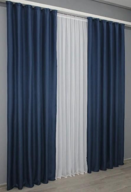 Ткань для штор лен блекаут Синий (1360ш) - фото 2 Ткань для штор лен блекаут Синий (1360ш) - фото 2