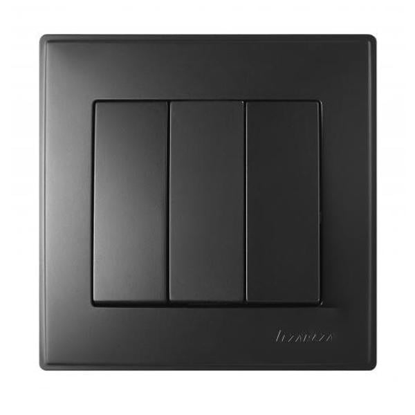 Выключатель трехклавишный Lezard LESYA 705-4242-109 Антрацит (27551576)