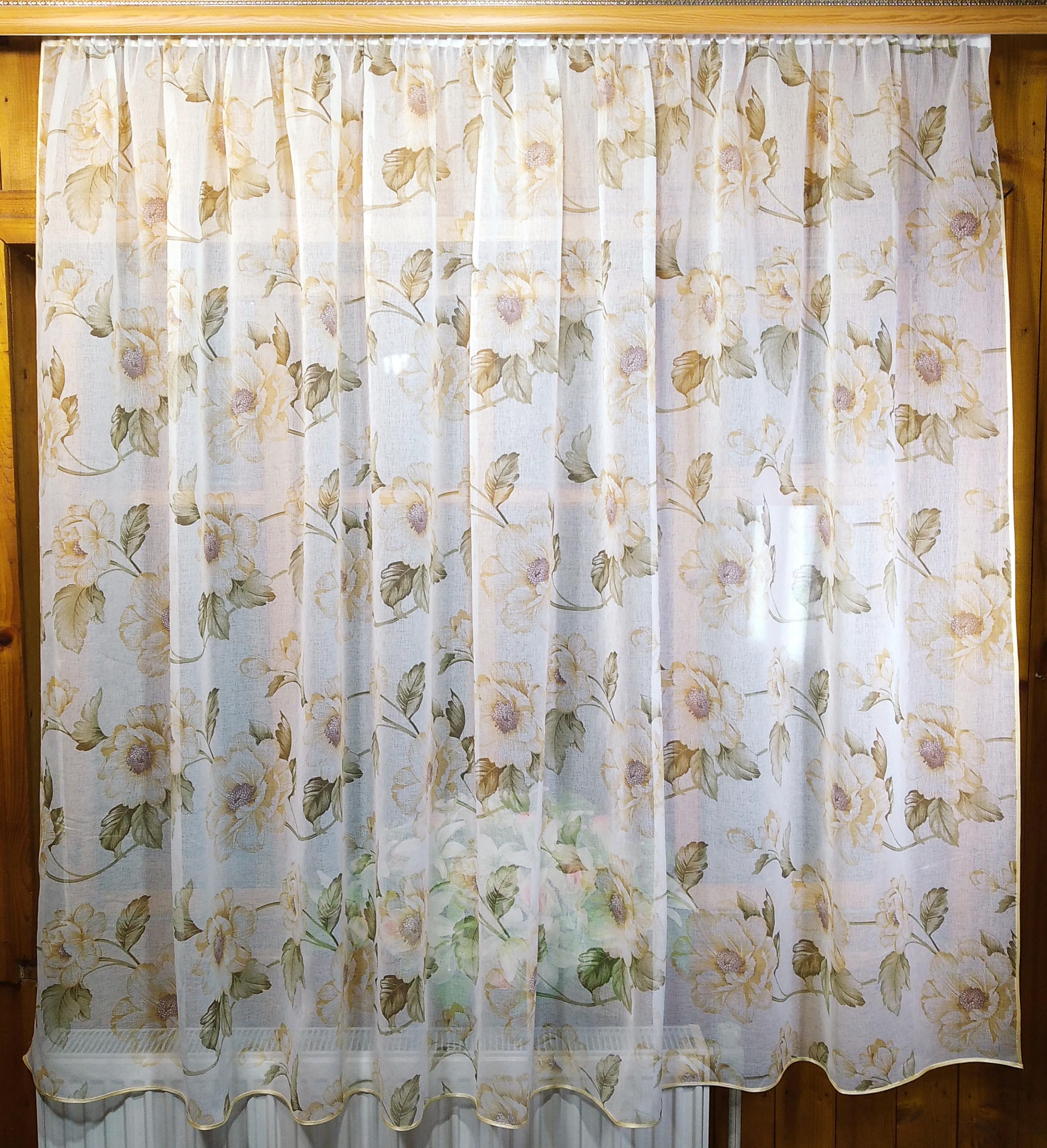 Занавеска короткая готовая Классик Пиония желтая