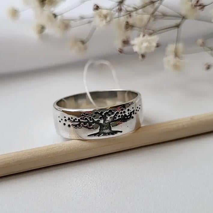 Каблучка без каміння дерево чорнене срібло 925 проби 4,80 г р. 19 (1920к) - фото 4