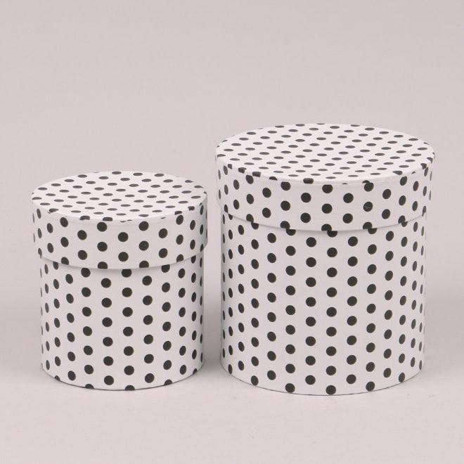 Комплект коробок для цветов Flora 2 шт. Белый в черный горошек (39864) - фото 1 Комплект коробок для цветов Flora 2 шт. Белый в черный горошек (39864) - фото 1